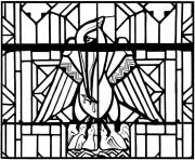 Printable adult stained glass pelican church arthon en retz france 20th coloring pages
