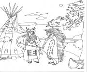 Printable adult two native americans by marion c coloring pages