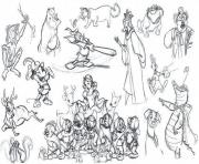 Printable adult disney sketches various characters 2 coloring pages