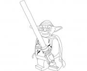 Printable lego star wars yoda holding lightsabers coloring pages