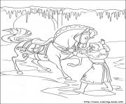Printable arendelle in front of her furious horse coloring pages