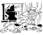Printable monster in the window scooby doo d904 coloring pages