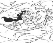 Printable cartoon jasmine and aladdin s0307 coloring pages