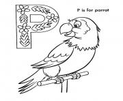 Printable alphabet parrot bird b870 coloring pages