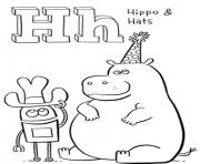 Printable hats and hippo alphabet 6edf coloring pages