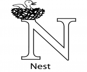 Printable n for nest free alphabet s7bc0 coloring pages
