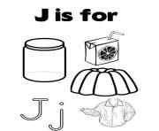 Printable different words for j alphabet 906b coloring pages