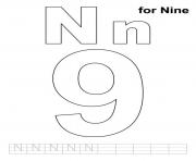Printable n for nine free alphabet s109c coloring pages