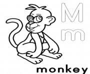 Printable m for monkey free alphabet sae98 coloring pages