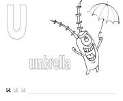 Printable spongebob plankton with umbrella alphabet s free22d6 coloring pages