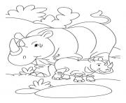 Printable rhino and her baby free animal s77c4 coloring pages