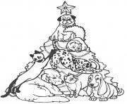 Printable coloring pages christmas tree and dogs23ef coloring pages