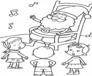 Printable santa listening kids singing christmas printable s2057 coloring pages