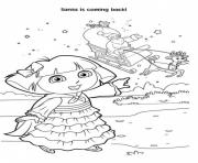 Printable dora and santa free s for christmas287f coloring pages