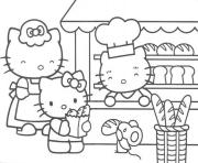 Printable hello kitty in a bakery df11 coloring pages