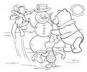 Printable winnie and friends making a snowman free winter s0442 coloring pages