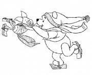 Printable winnie and piglet playing ice skating winter s for kidsad9b coloring pages