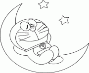 Printable doraemon on moon b679 coloring pages