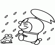 Printable doraemon in a rainy day fdce coloring pages