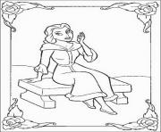 Printable belle sitting in winter day disney princess 0686 coloring pages