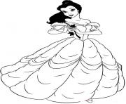 Printable belle in beautiful dress disney princess ff42 coloring pages
