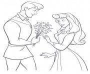 Printable the prince giving aurora flowers coloring pageb21c coloring pages