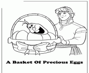 Printable kristoff easter basket with eggs and olafs head colouring page coloring pages