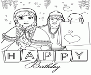 Printable anna and kristoff happy birthday colouring page coloring pages
