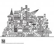Printable twisted city coloring pages