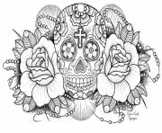 Printable very difficult sugar skull for adults coloring pages