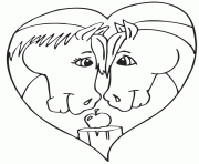 Printable horses in love coloring page coloring pages