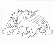 Printable unicorn horse with rainbow for girls coloring page coloring pages