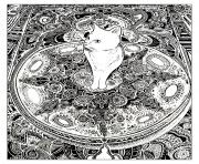 Printable kitten cat on carpet coloring pages