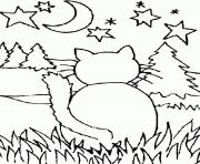 Printable cat staring at the moon 71ac coloring pages