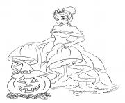 Printable tiana princess disney halloween coloring pages
