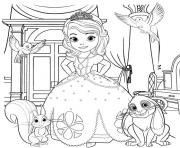 Printable princess sofia the first with animals coloring pages