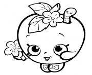 Printable shopkins apple smile cute girls coloring pages