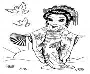 Printable Japanese kioko a4 coloring pages