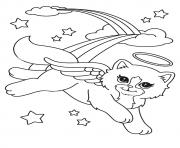 Printable beautiful cat angel a4 coloring pages