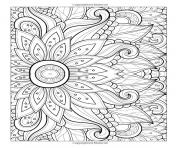 Printable adult flower with many petals coloring pages