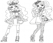 Printable Lizzie Hearts and Kitty Cheshire Ever After High coloring pages