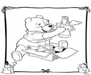 Printable winnie the pooh disney christmas 4 coloring pages