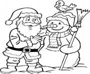 Printable christmas santa claus having fun with snowman 39 coloring pages