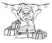 Printable little cute christmas santa claus with christmas lights68 coloring pages