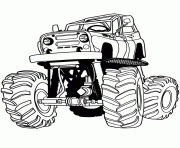 Printable cartoon monster truck with big wheels and suspension coloring pages