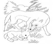 Printable wolf mother and wolf cub coloring pages