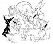 Printable Pokemon Eevee Evolutions coloring pages