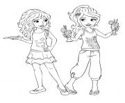 Printable lego friends having fun coloring pages