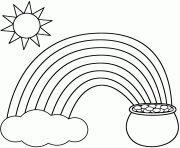 Printable Rainbow Pot Of Gold Sun And Cloud coloring pages