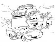 Printable Cars Lightning McQueen talking with friends a4 disney coloring pages